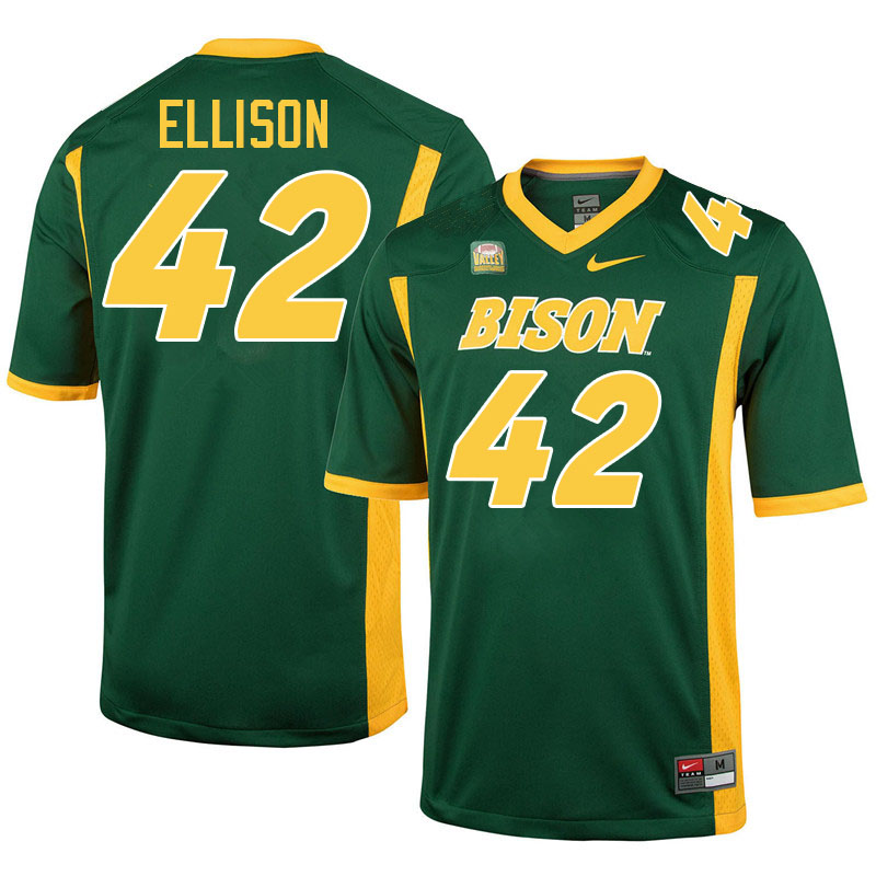 North Dakota State Bison #42 Isaac Ellison College Football Jerseys Stitched-Green